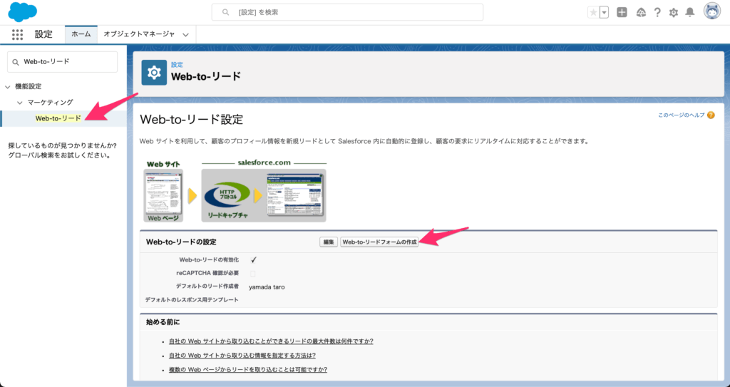 Web-to-リード設定